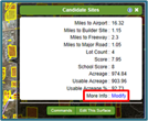 LV Builde rCandidate Sites Window